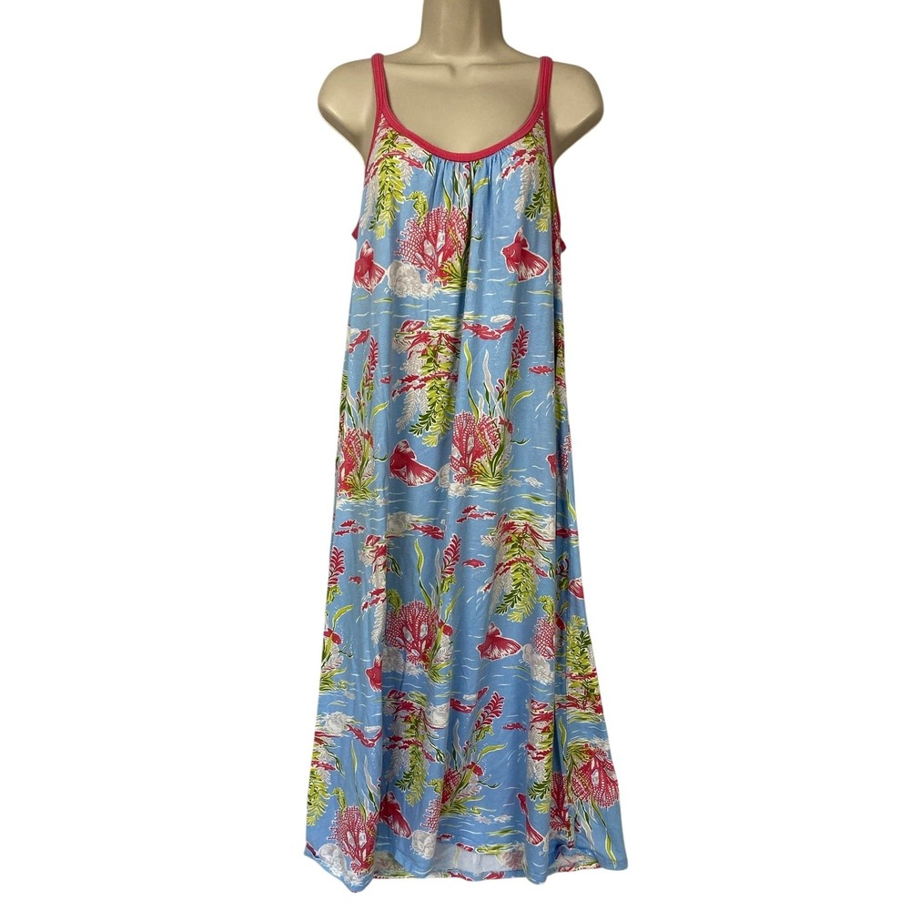 Carole Hochman Nightgown Womens Medium Blue Nautical Coastal Beachy Sleeveless